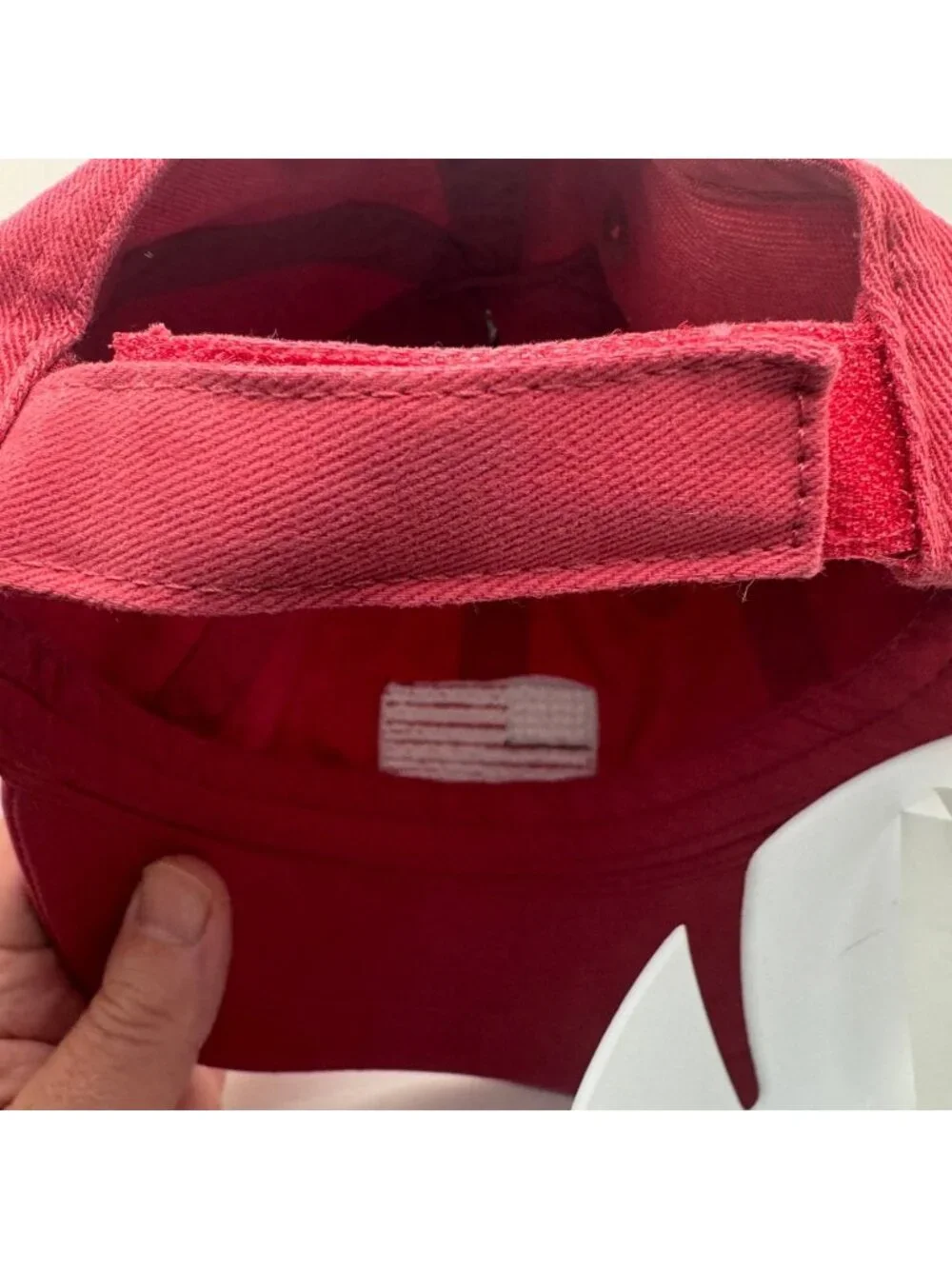J. Crew Baseball Cap Hat Men's XS-S Red Cotton with American Flag Patch